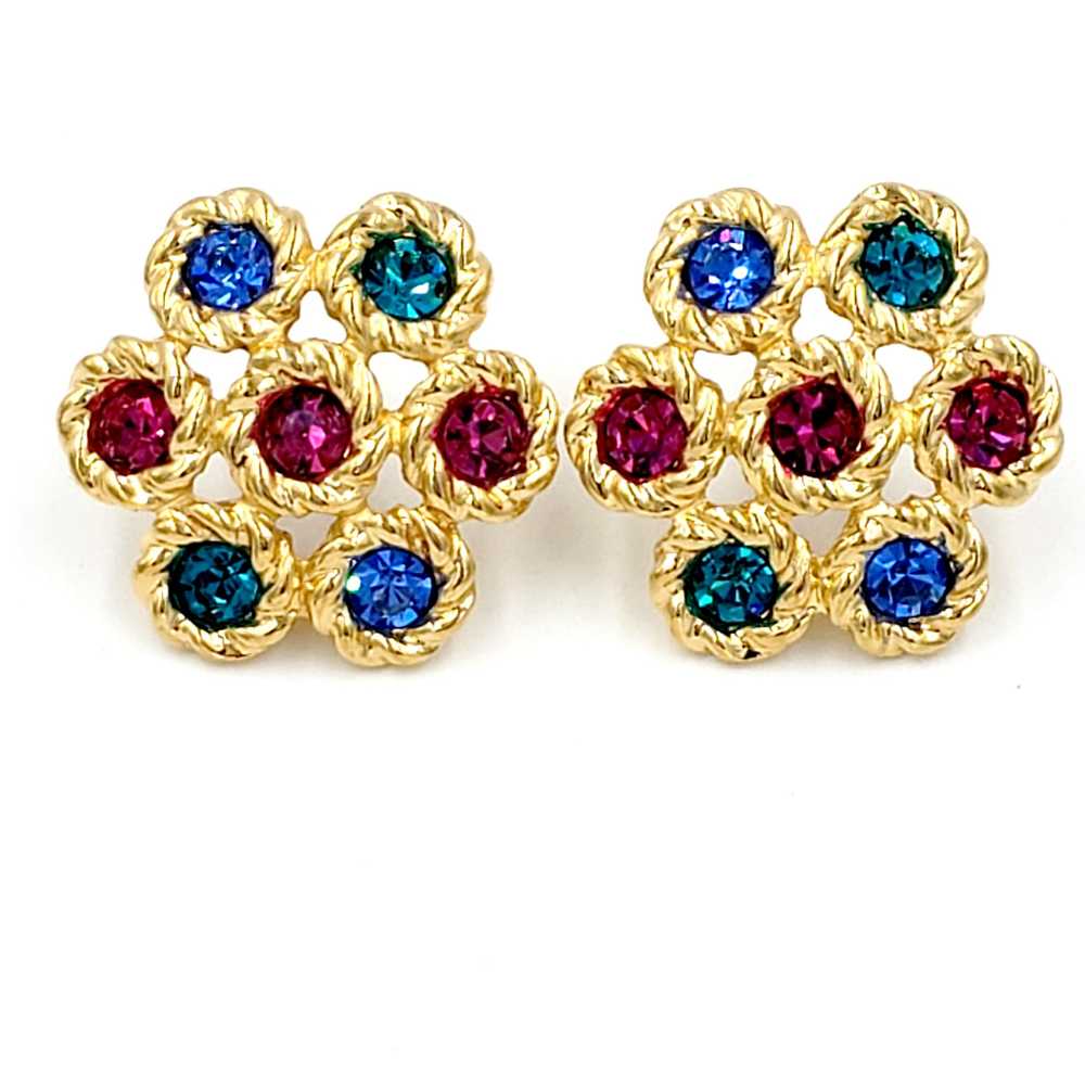 Swarovski Crystal Vintage Rainbow Jewel Tone Earr… - image 2