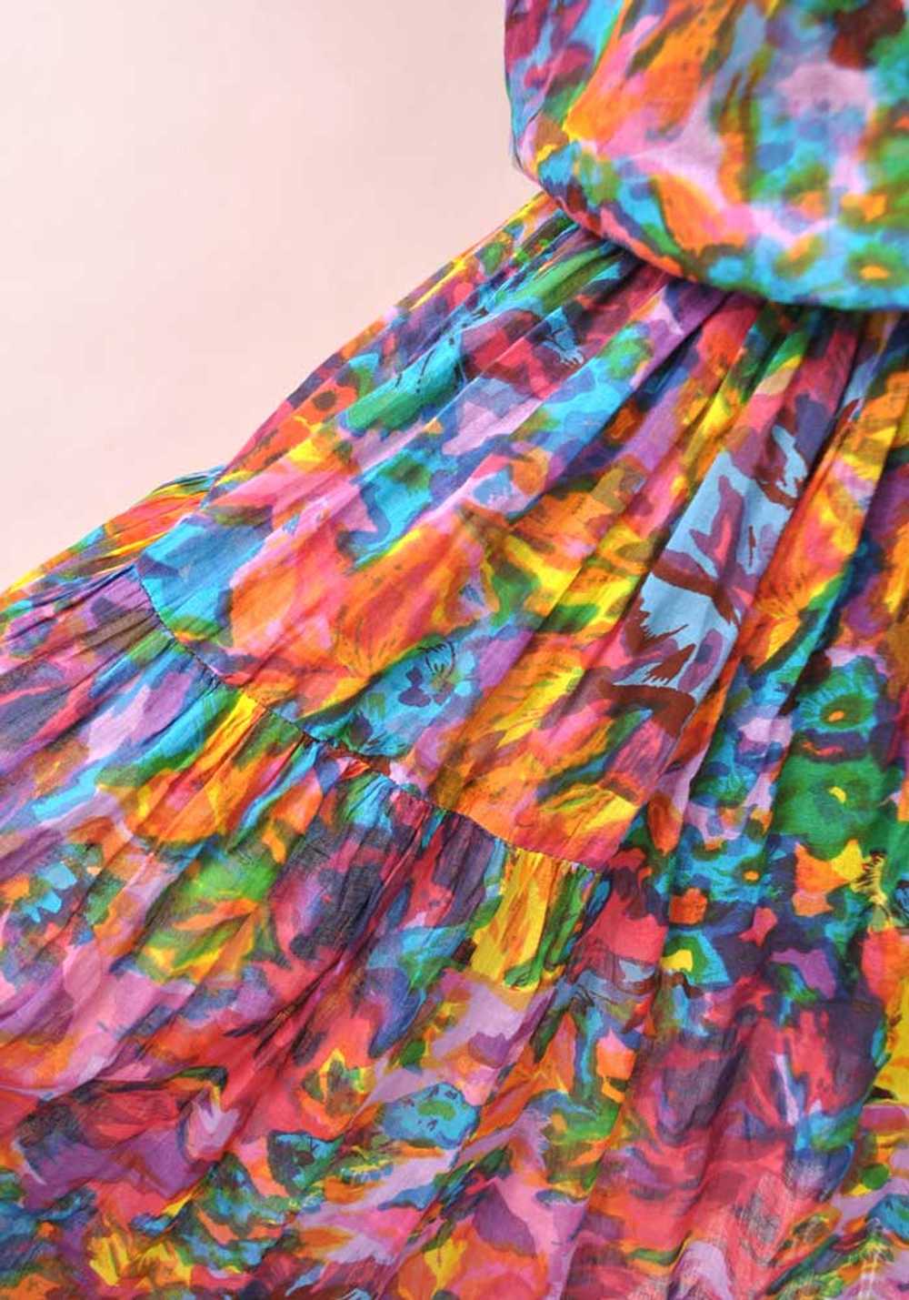 Vintage 80s Indian Cotton Multicoloured Skirt & T… - image 4