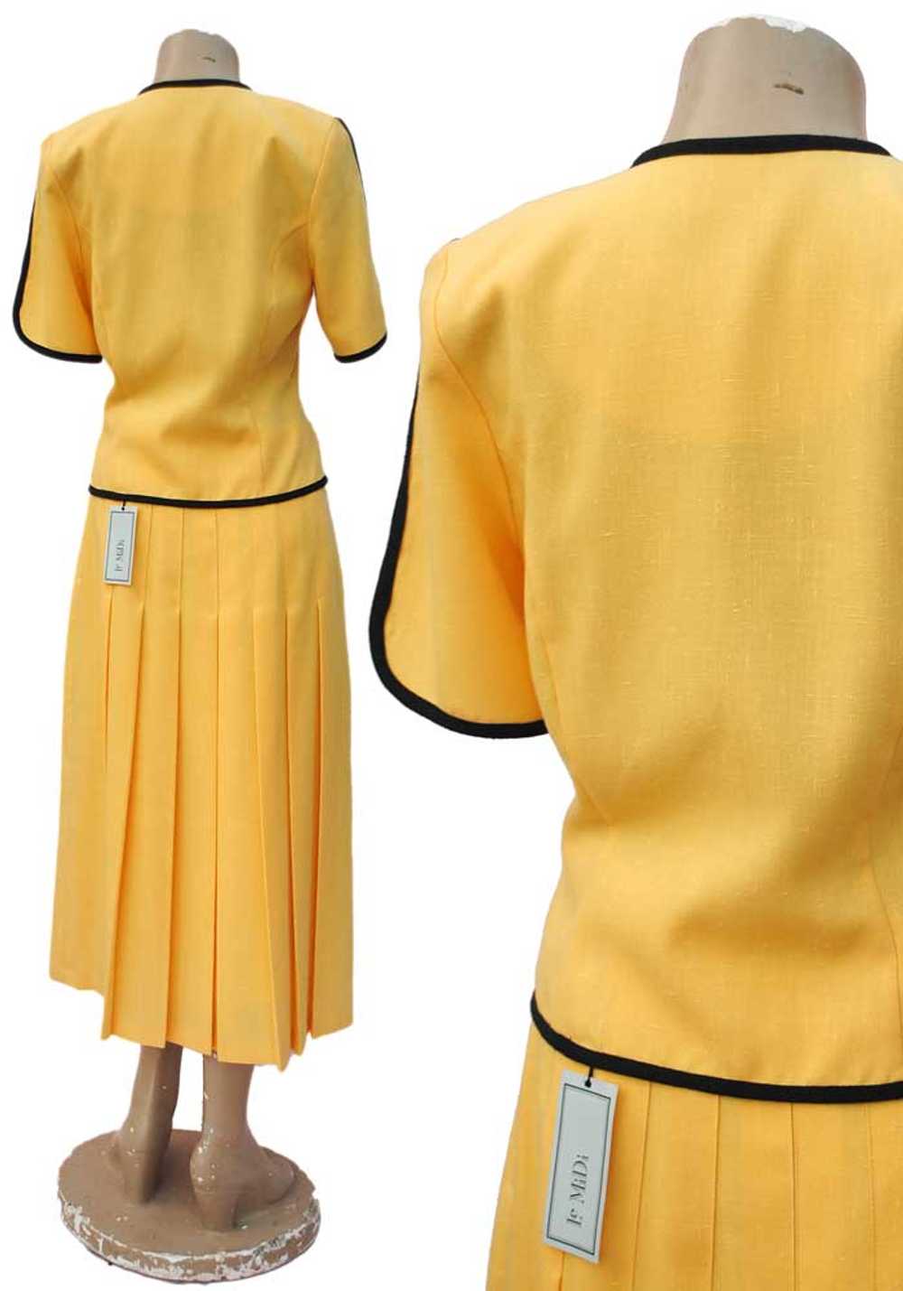 Vintage 80s Yellow and Black Skirt Suit Set • Mar… - image 2
