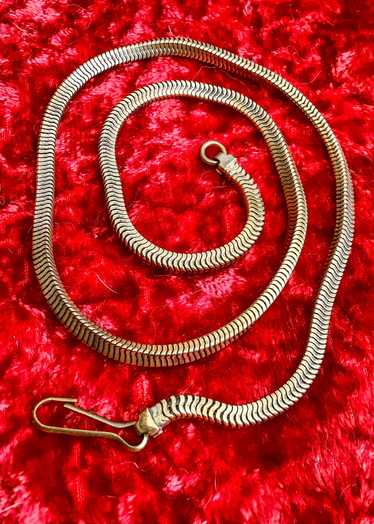 Vintage Albert Chain in a Brassy Gold Metal Snake 