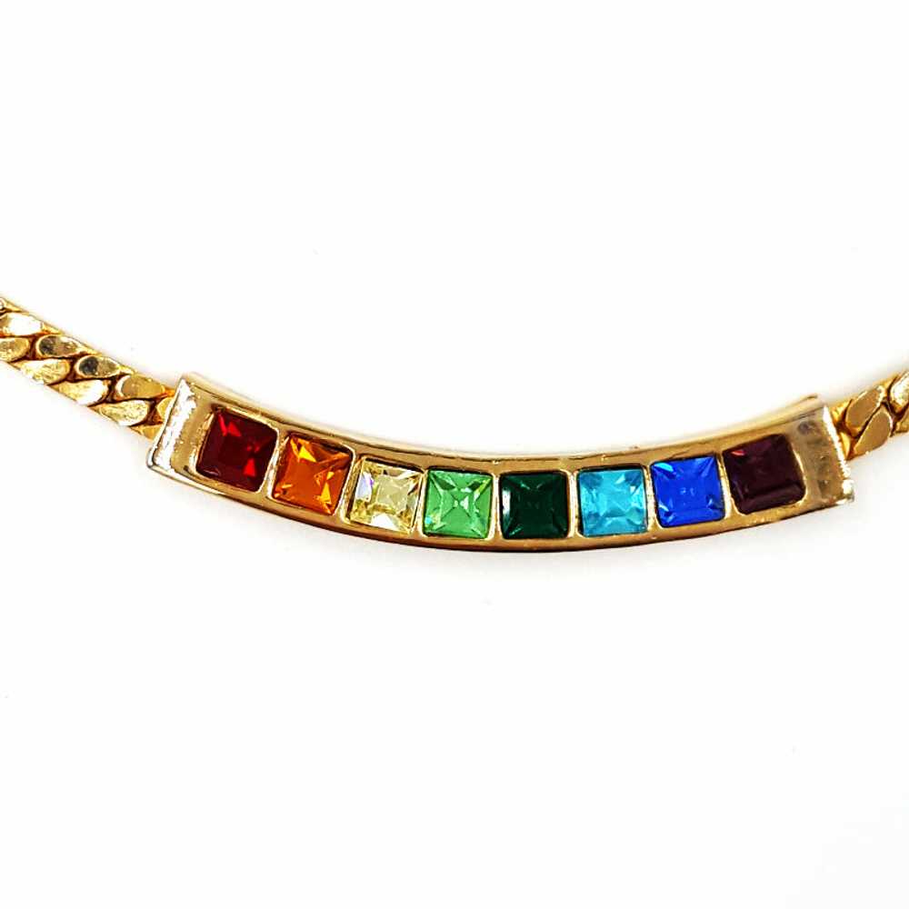 Vintage Rhinestone Rainbow Jewelry Lot Necklace E… - image 4