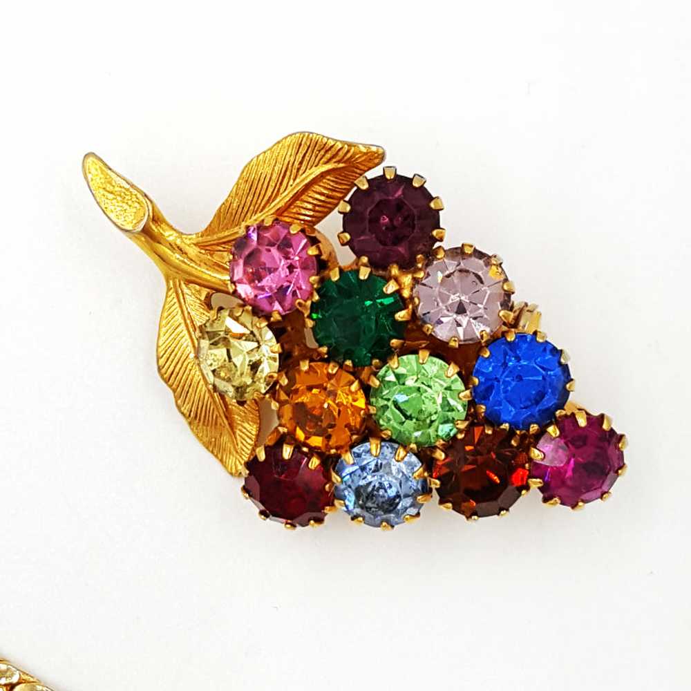 Vintage Rhinestone Rainbow Jewelry Lot Necklace E… - image 7