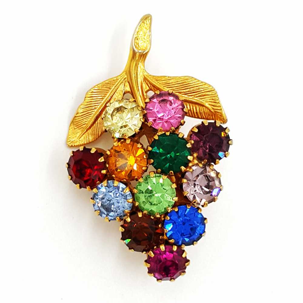 Vintage Rhinestone Rainbow Jewelry Lot Necklace E… - image 9