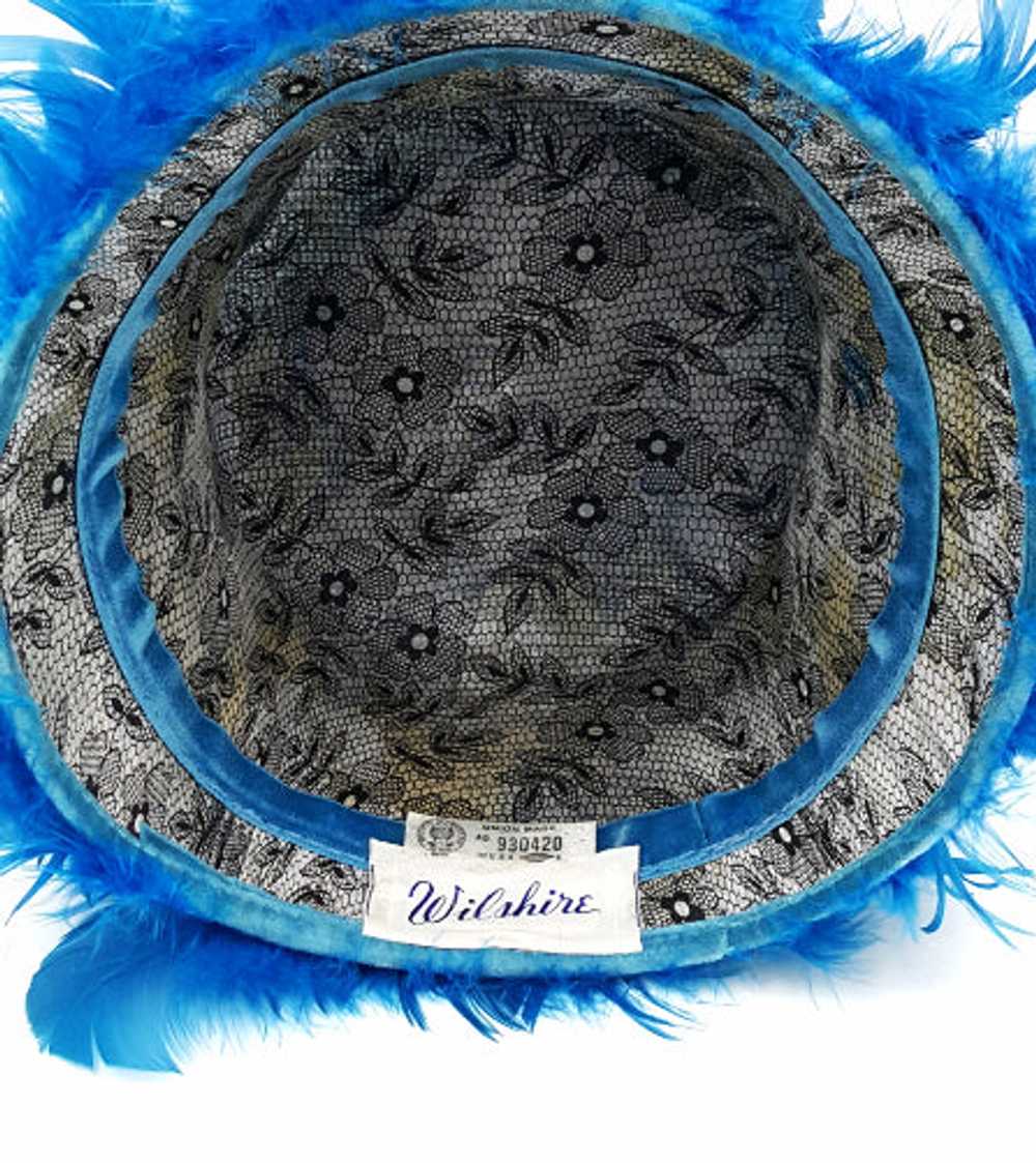 Vintage Wilshire Feather Hat Cobalt Blue Statemen… - image 10