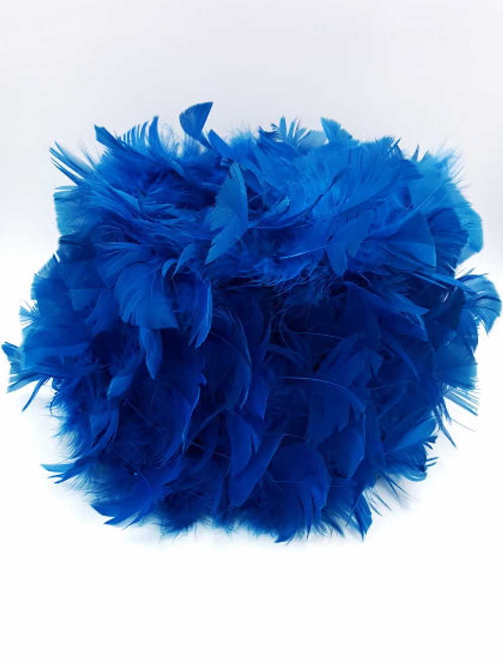 Vintage Wilshire Feather Hat Cobalt Blue Statemen… - image 5