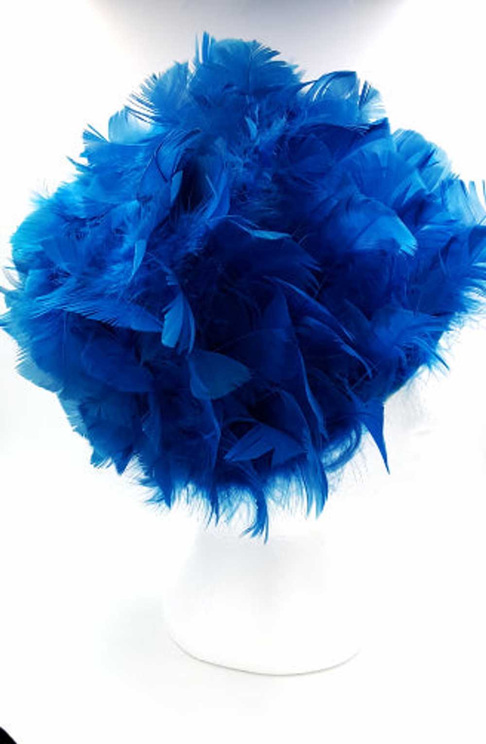 Vintage Wilshire Feather Hat Cobalt Blue Statemen… - image 6