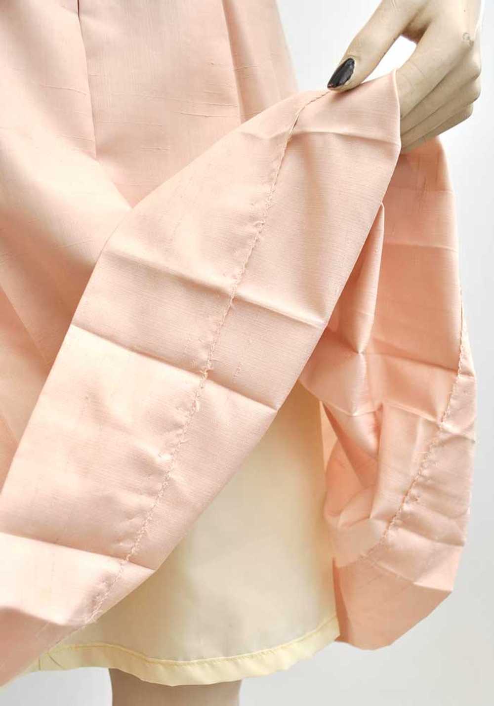 Vintage 70s Shell Pink Silk Shirt Waister Dress •… - image 8