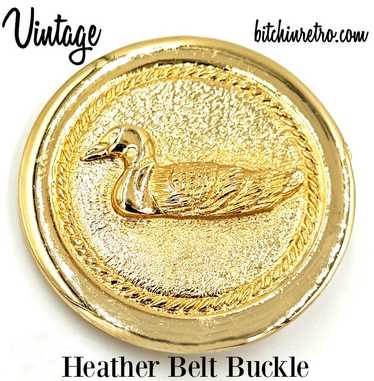 Heather Vintage Belt Buckle with Swimming Duck an… - image 1