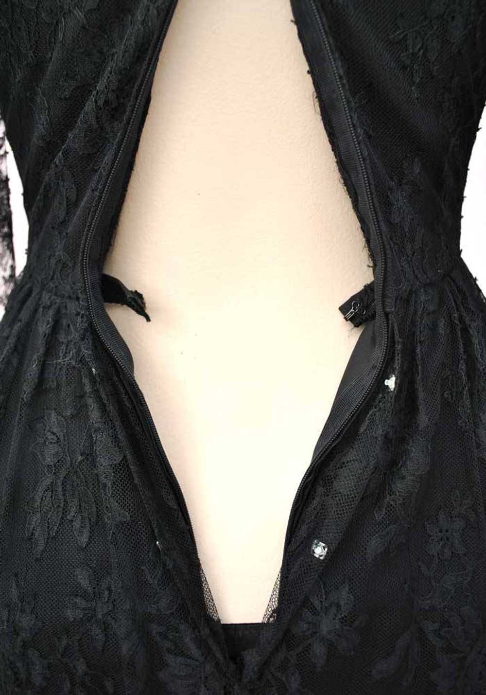 Vintage 60s Black Chantilly Lace Cocktail Dress 2… - image 7