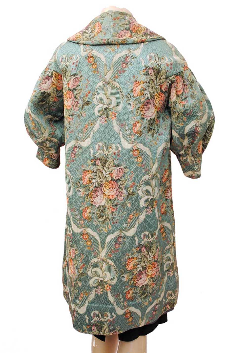 1960s Vintage Tapestry Swing Cocktail Coat • Rose… - image 3