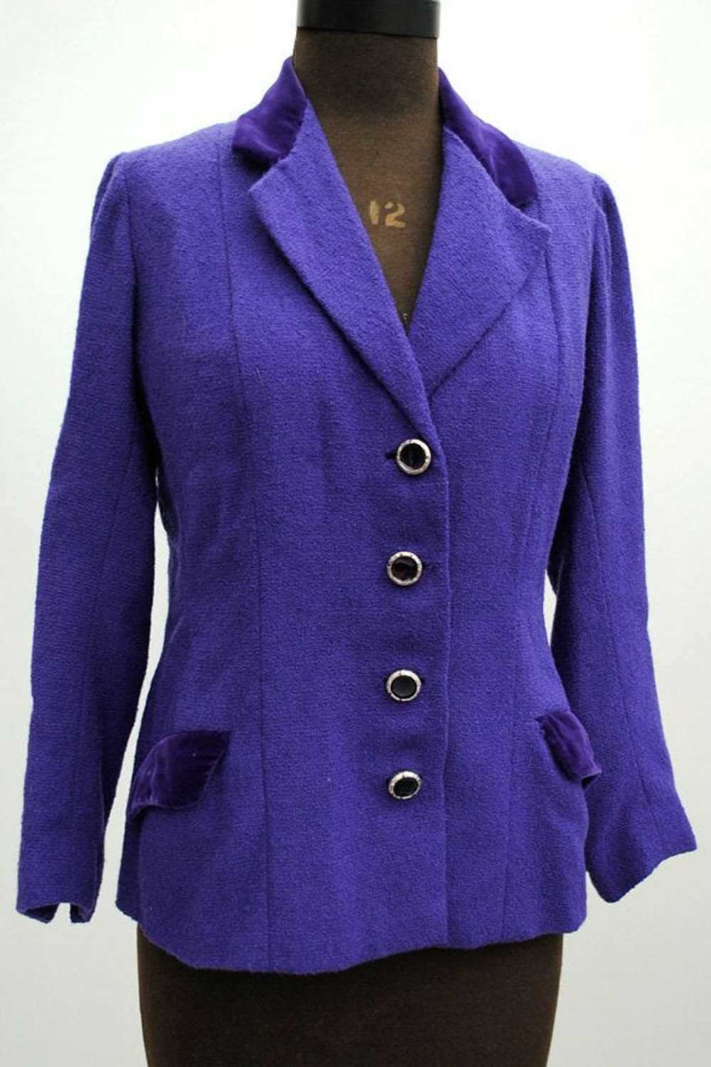 1960s Women's Vintage Purple Violet Boucle Blazer… - image 1