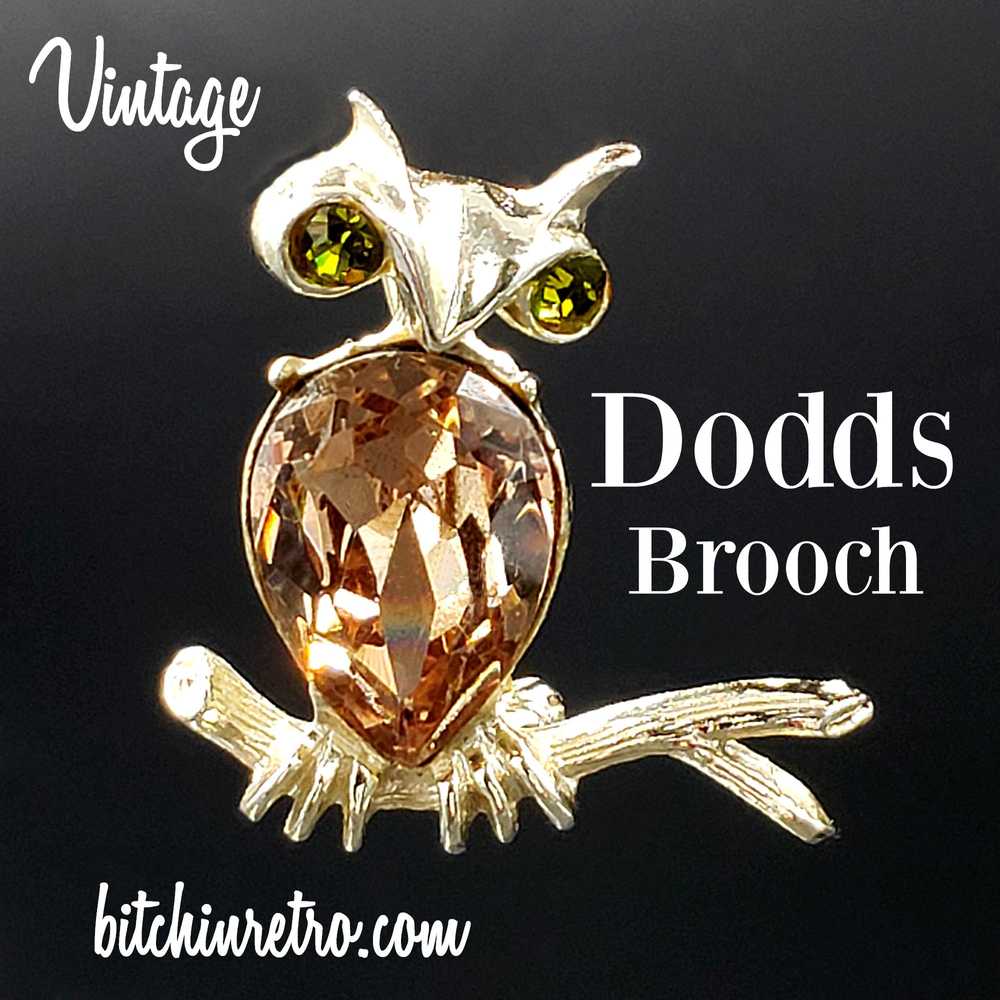 Dodds Vintage Rhinestone Owl Brooch - image 1