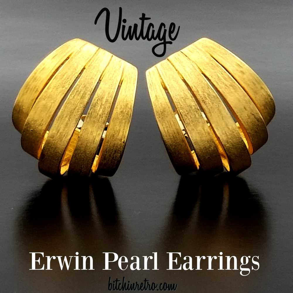 Erwin Pearl Vintage Hoop Earrings - Designer and … - image 2