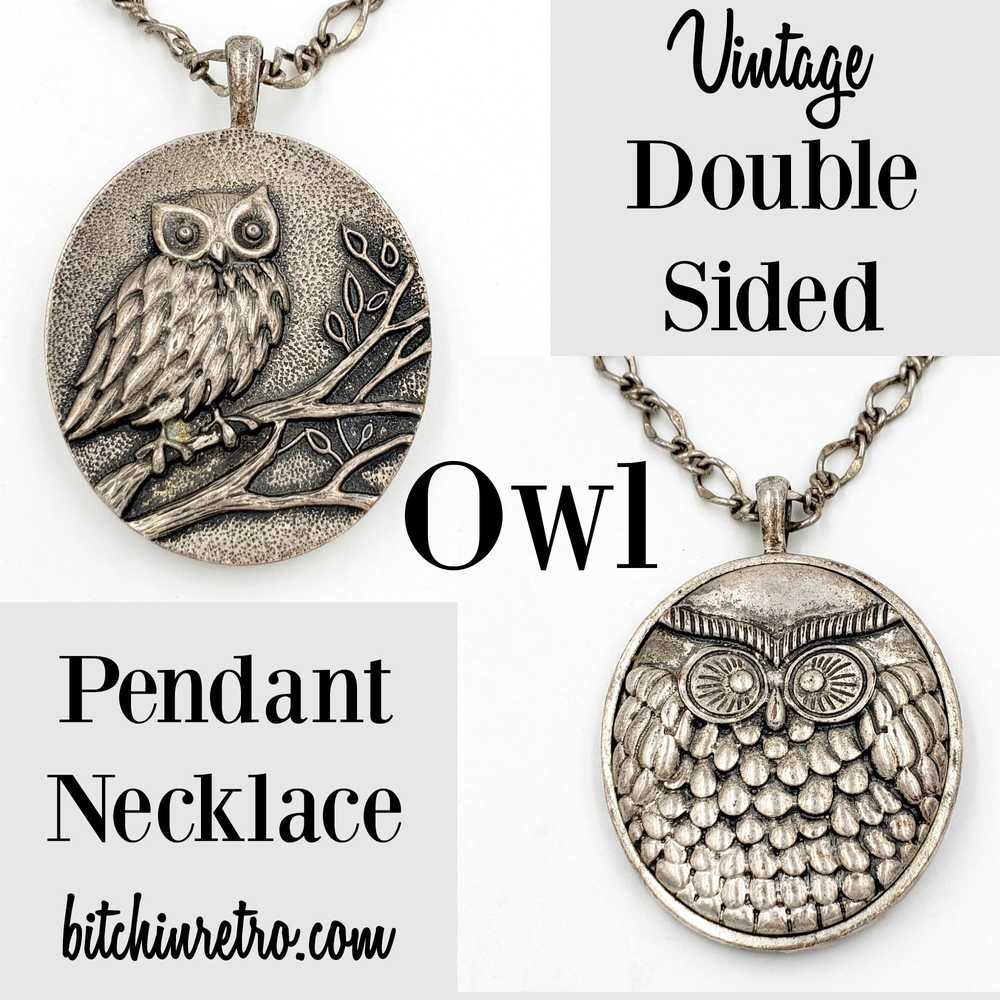 Owl Pendant Vintage Necklace With Sculptural Deta… - image 1