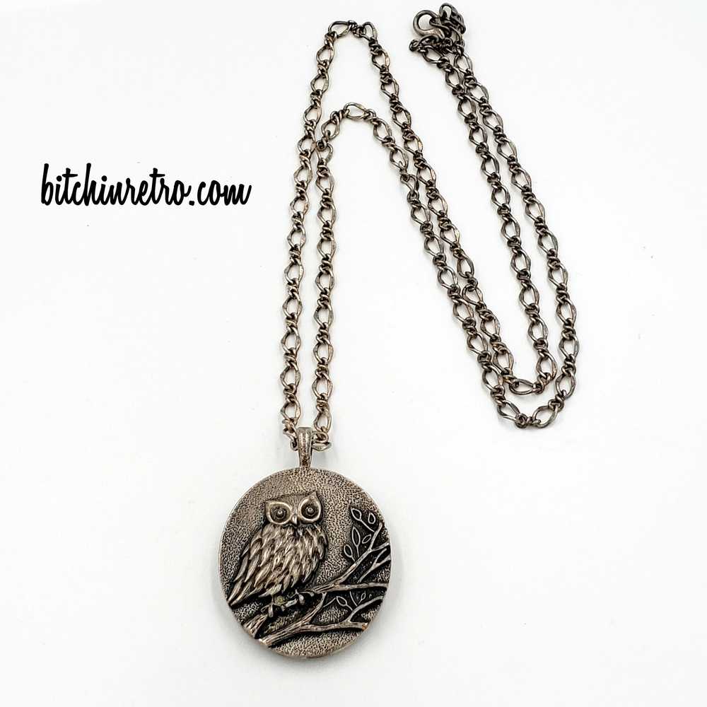 Owl Pendant Vintage Necklace With Sculptural Deta… - image 4