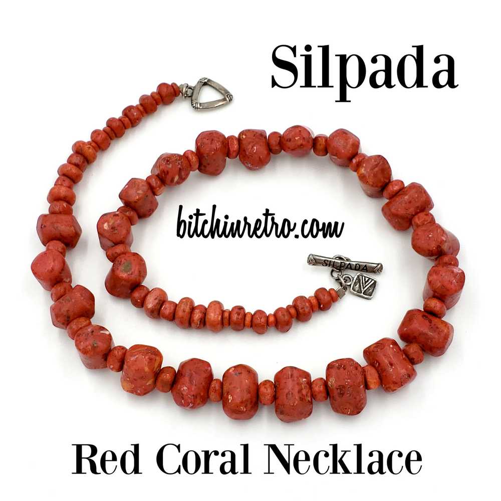 Silpada Red Coral Beaded Necklace - image 2
