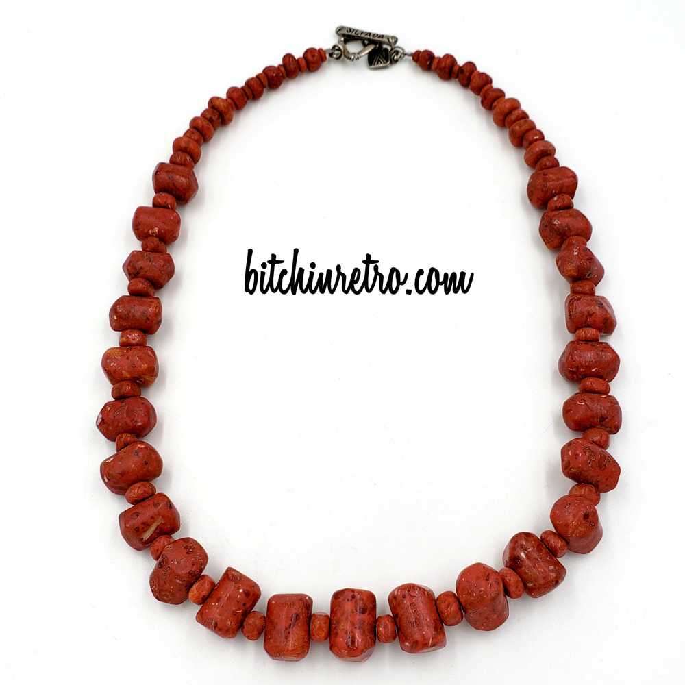 Silpada Red Coral Beaded Necklace - image 3