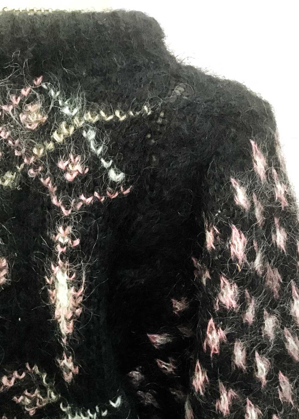 1980s Vintage Black Oversized Hand Knit Mohair Ju… - image 3