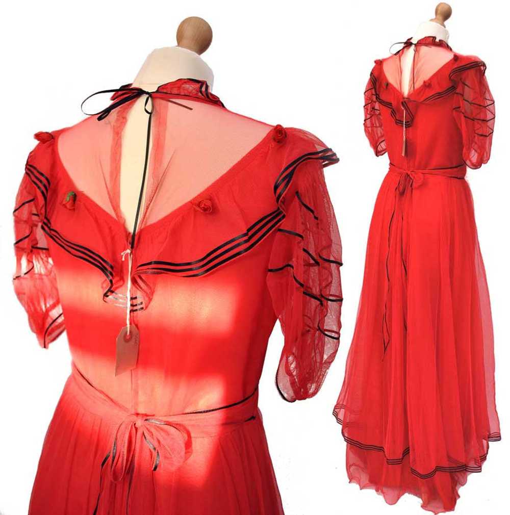 1980s Vintage Red Evening Prom Dress • Ball Gown - image 2