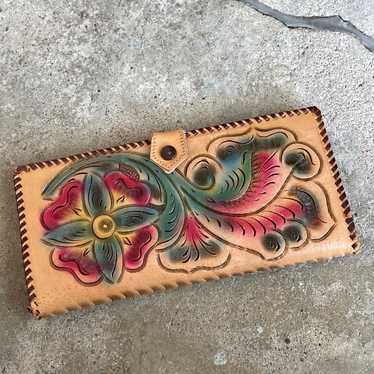 Hand Painted and Tooled Leather Wallet