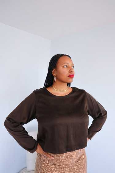 SILK BOX BLOUSE in CACAO / SIZE XL-XXL - image 1