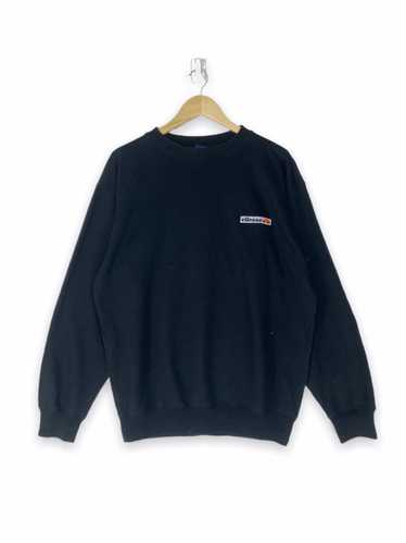 Rare! Vintage Ellesse Big 2024 Logo Spell Out Embroidery Turtleneck Zip Blue-Beige Color Pullover Jumper Sweatshirt Sportswear Fashion Brand