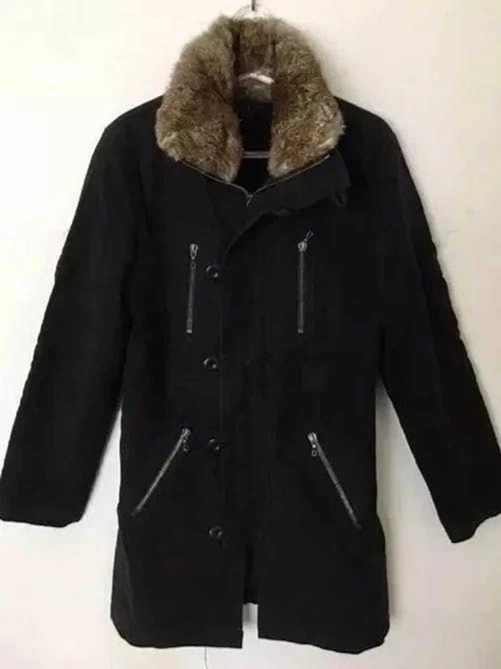 Shellac Japan made rabbit fur collar coat with re… - image 3