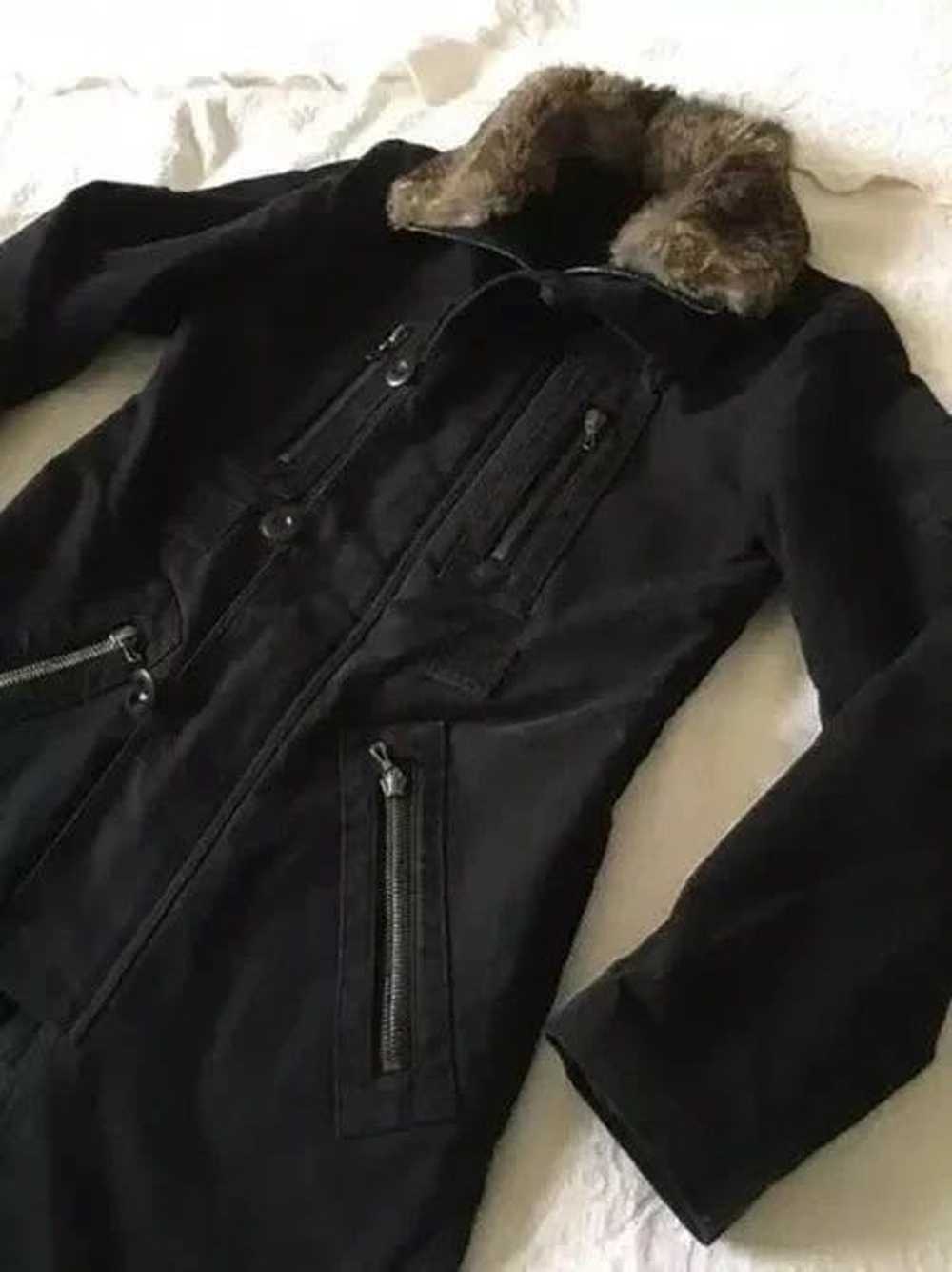Shellac Japan made rabbit fur collar coat with re… - image 5