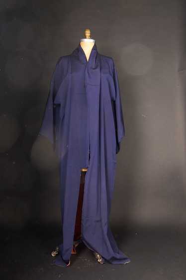 Vintage Royal Blue Japanese Kimono Robe