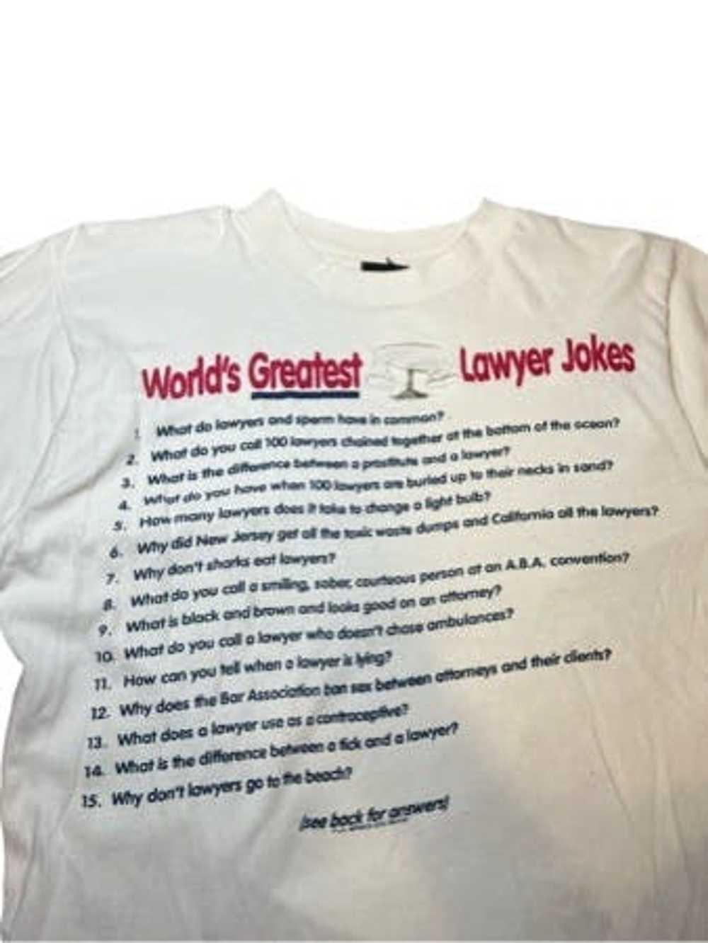 Vintage Lawyer Jokes distressed t-shirt - image 4