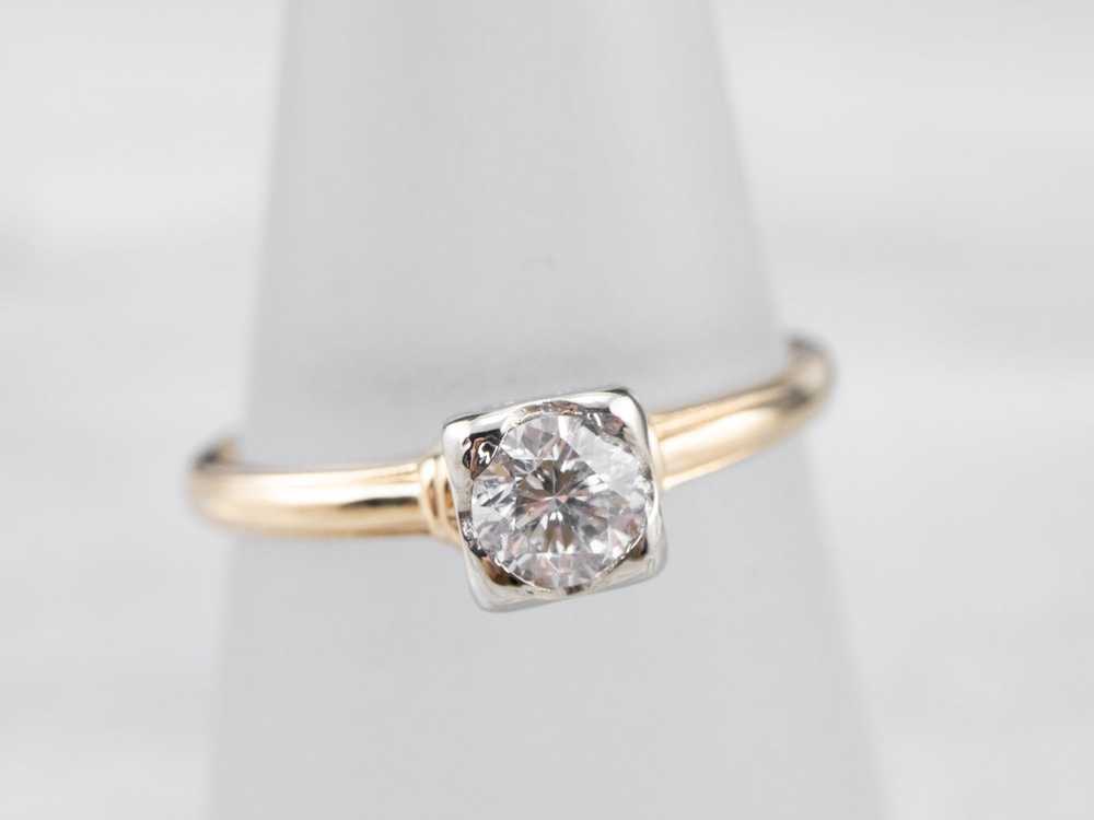 Vintage Diamond Solitaire Engagement Ring in Two … - image 7