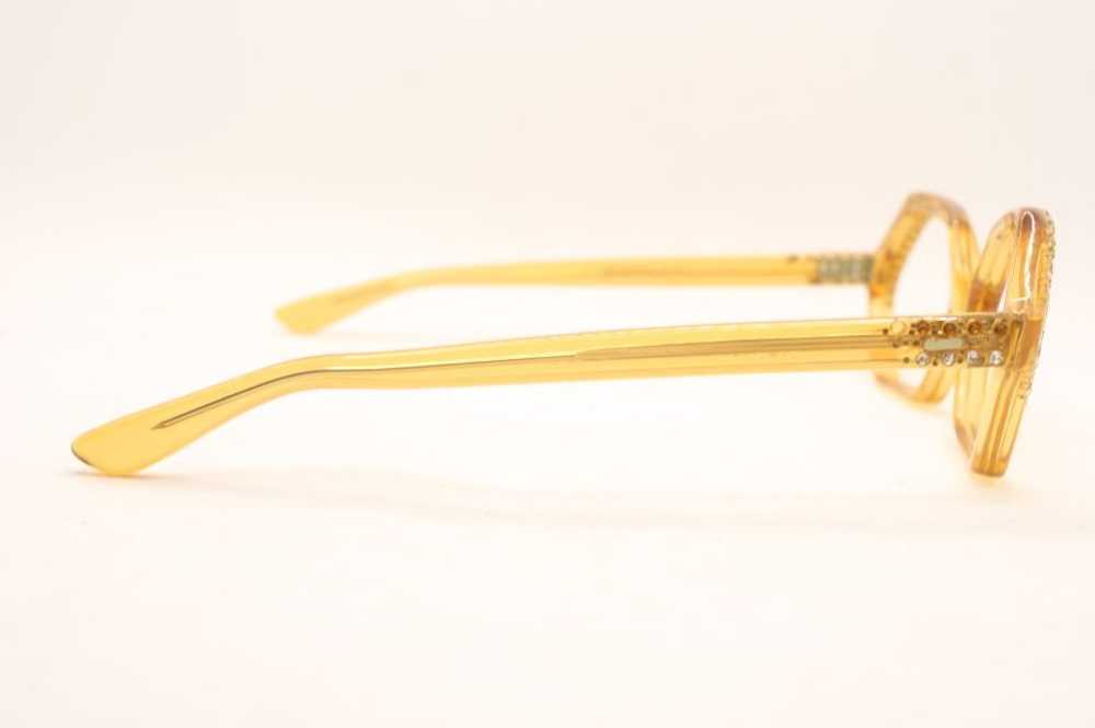 Unused Yellow Rhinestone Vintage Cat Eye Glasses - image 2