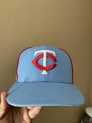 Navy Blue Minnesota Twins Mint Visor Peach Bottom 60th Anniversary Side Patch New Era 59FIFTY Fitted 67/8