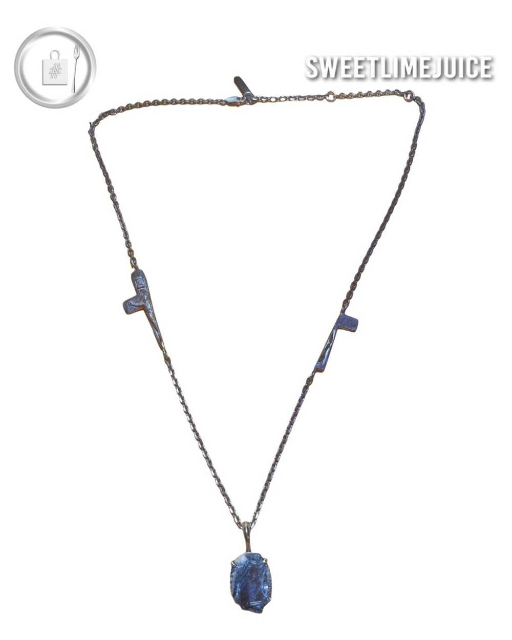 Other Split Crucifix Denim-Crystal Oval necklace - image 1