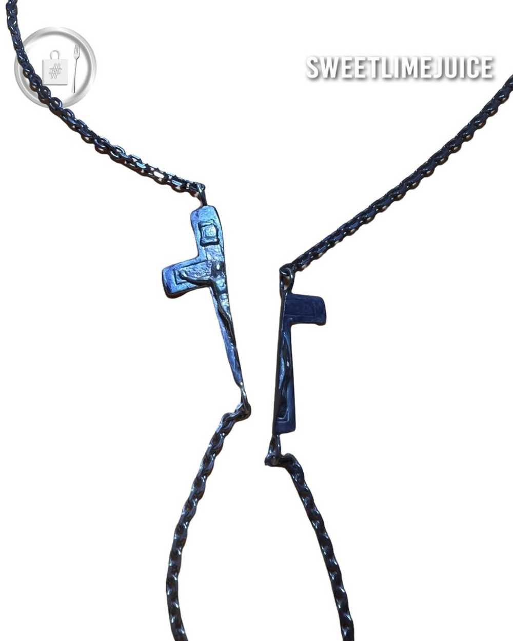 Other Split Crucifix Denim-Crystal Oval necklace - image 2