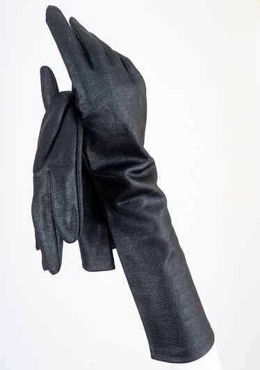 1960s Black Faux Leather Opera Gloves