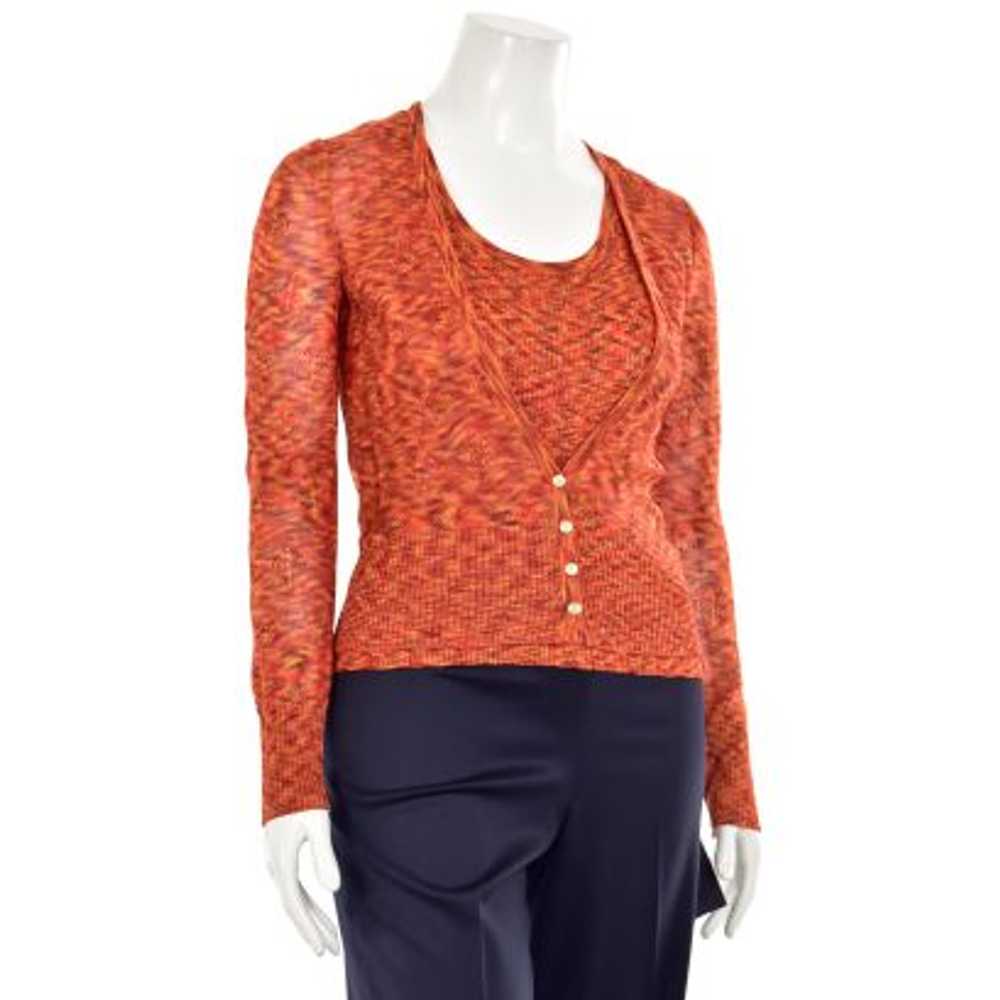 St. John Sport 2Pc Orange Multi Rayon Knit Deep V… - image 3