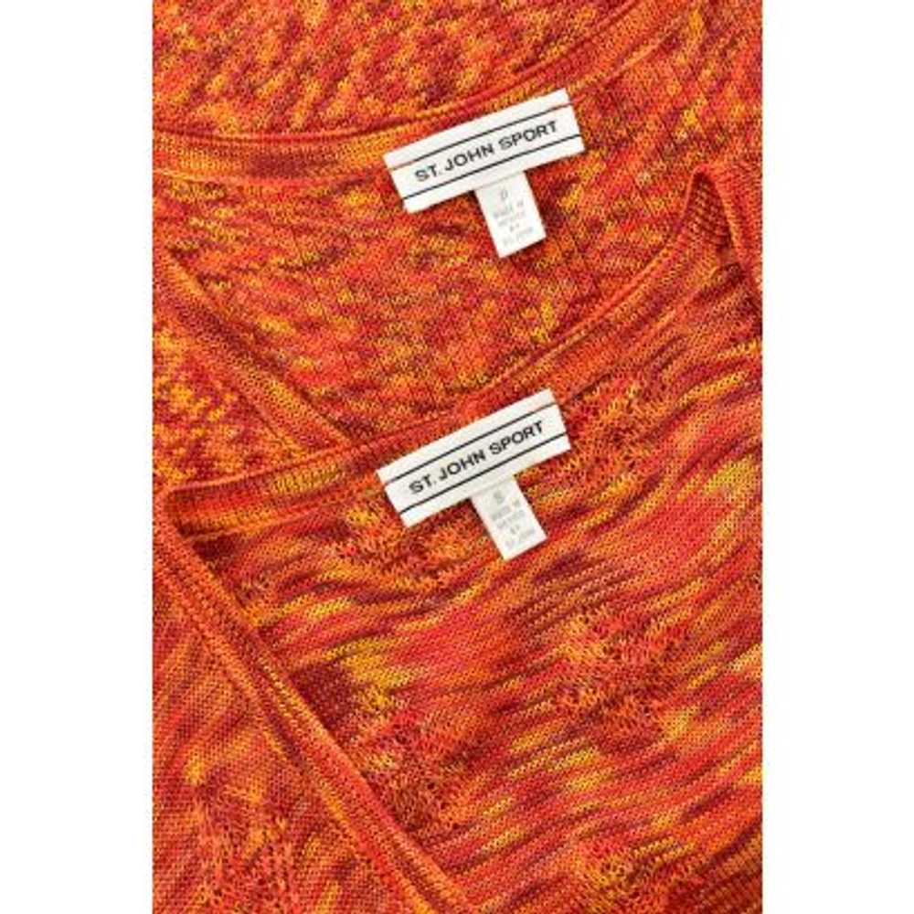St. John Sport 2Pc Orange Multi Rayon Knit Deep V… - image 7