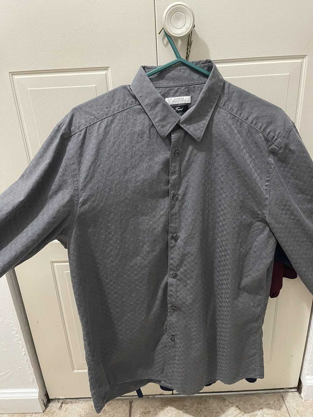 Versace Versace Grey Trend Button Down Shirt - image 2