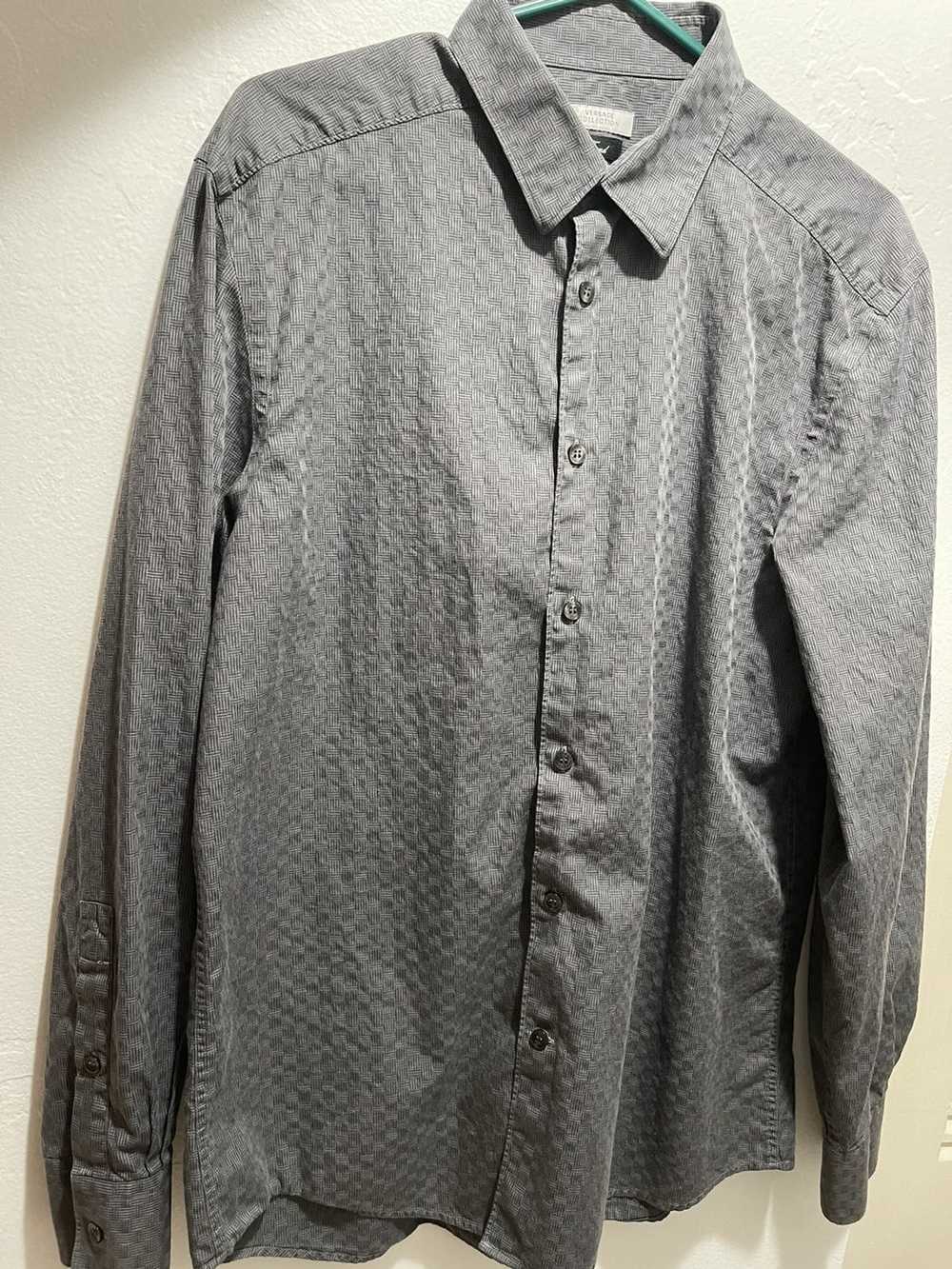 Versace Versace Grey Trend Button Down Shirt - image 3