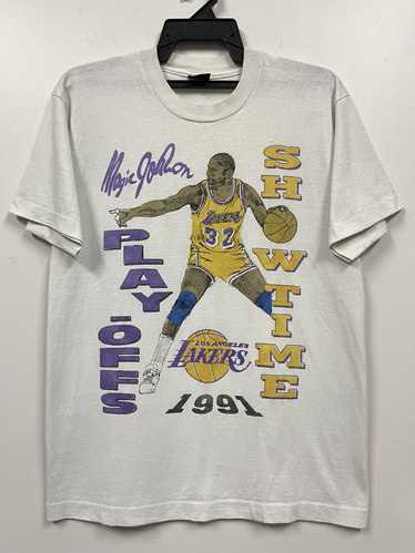 LOS ANGELES LAKERS MAGIC JOHNSON VINTAGE 90s CHAMPION NBA BASKETBALL JERSEY  XL