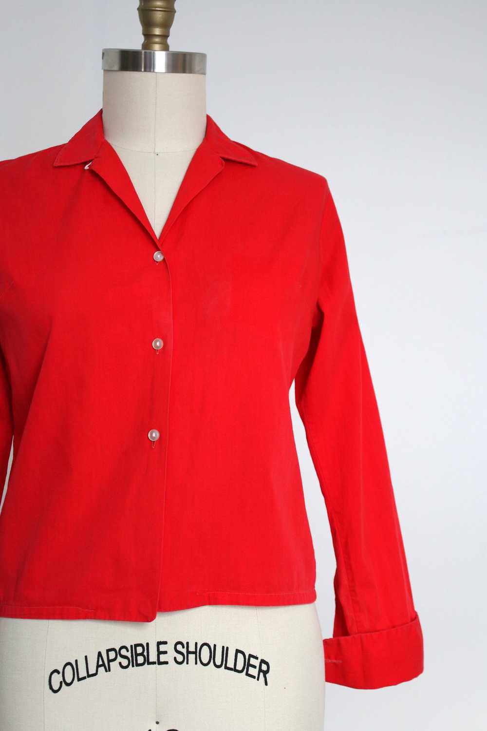 MARKED DOWN vintage 1950s red blouse {m} - image 2