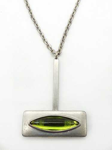 Jorgen Jensen Lime Glass Pewter Necklace