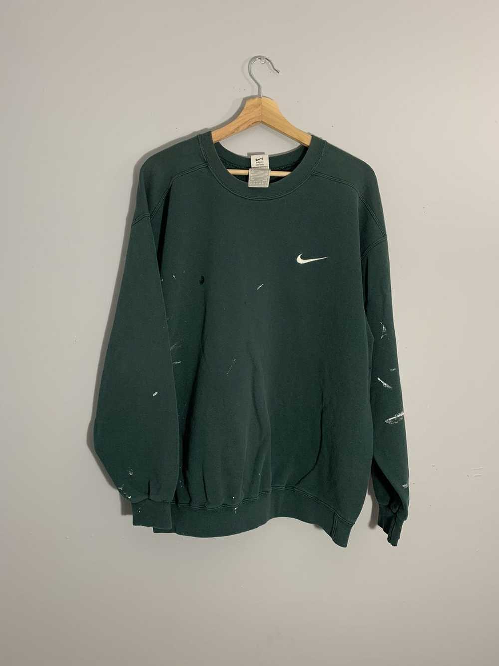 Nike × Vintage Forest Green Mini Swoosh Crewneck Pain… - Gem