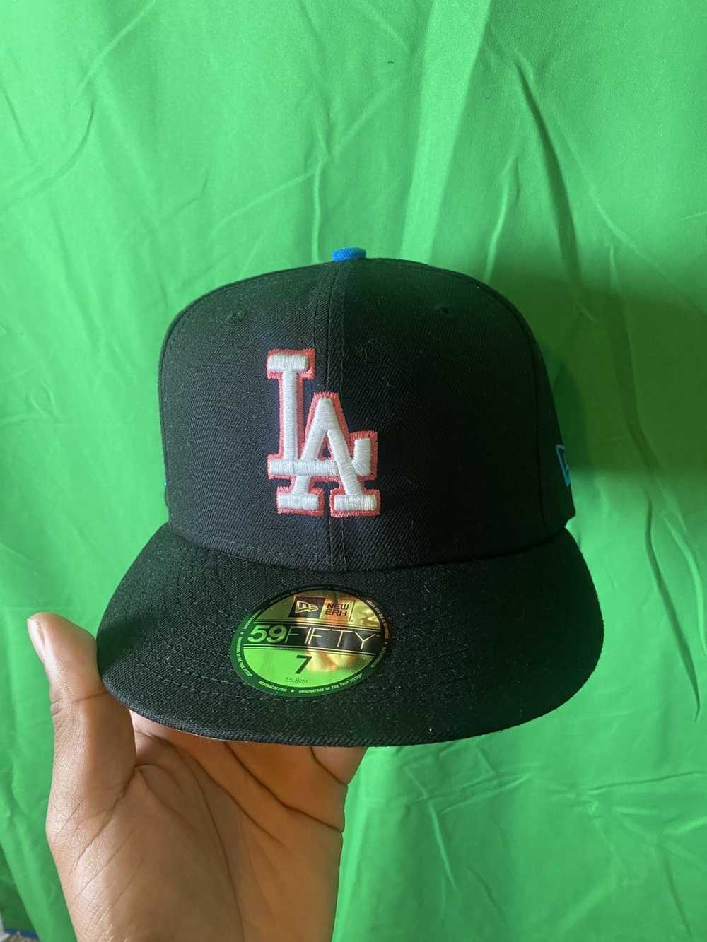 New Era Dodgers Brown DuckCanvas Pink UV Side Patch 59FIFTY Fitted Hat 7  1/8 NEW