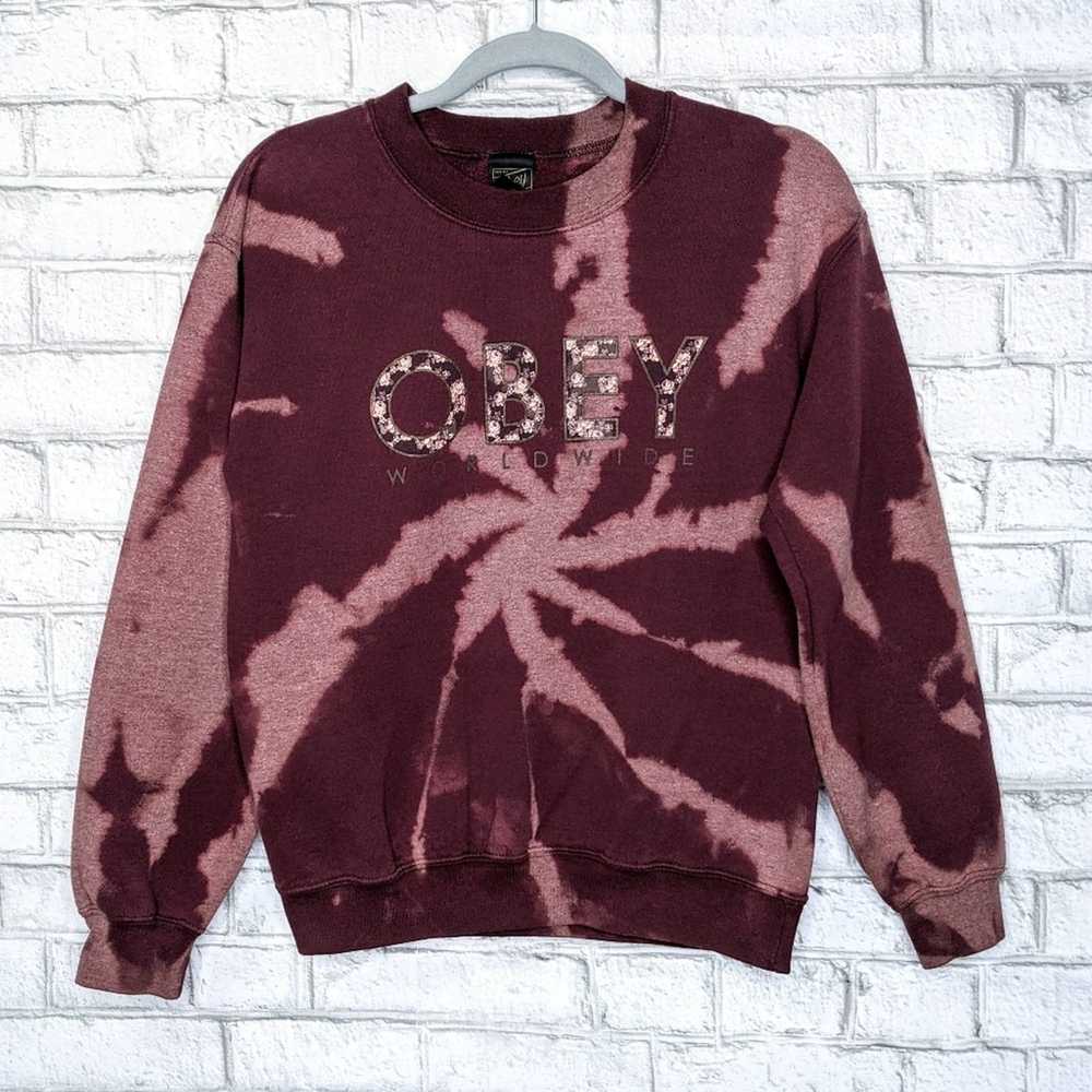 Obey Obey Worldwide Custom Bleach Tie Dye Crewnec… - image 1