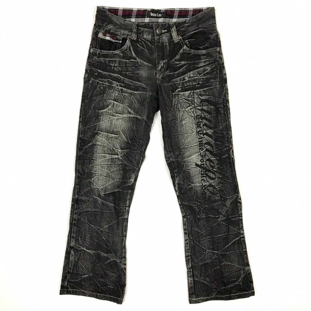 Distressed Denim Spell Out Distressed Denim Stone… - image 1