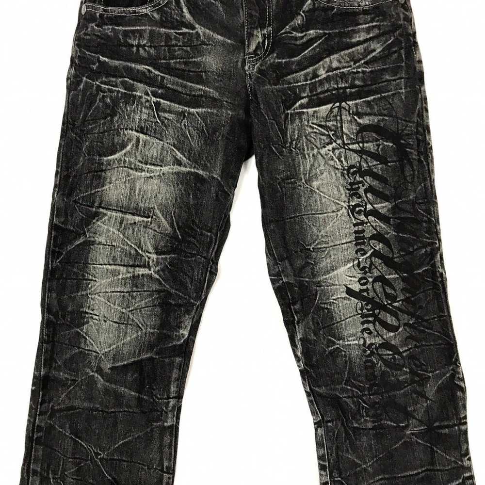 Distressed Denim Spell Out Distressed Denim Stone… - image 6