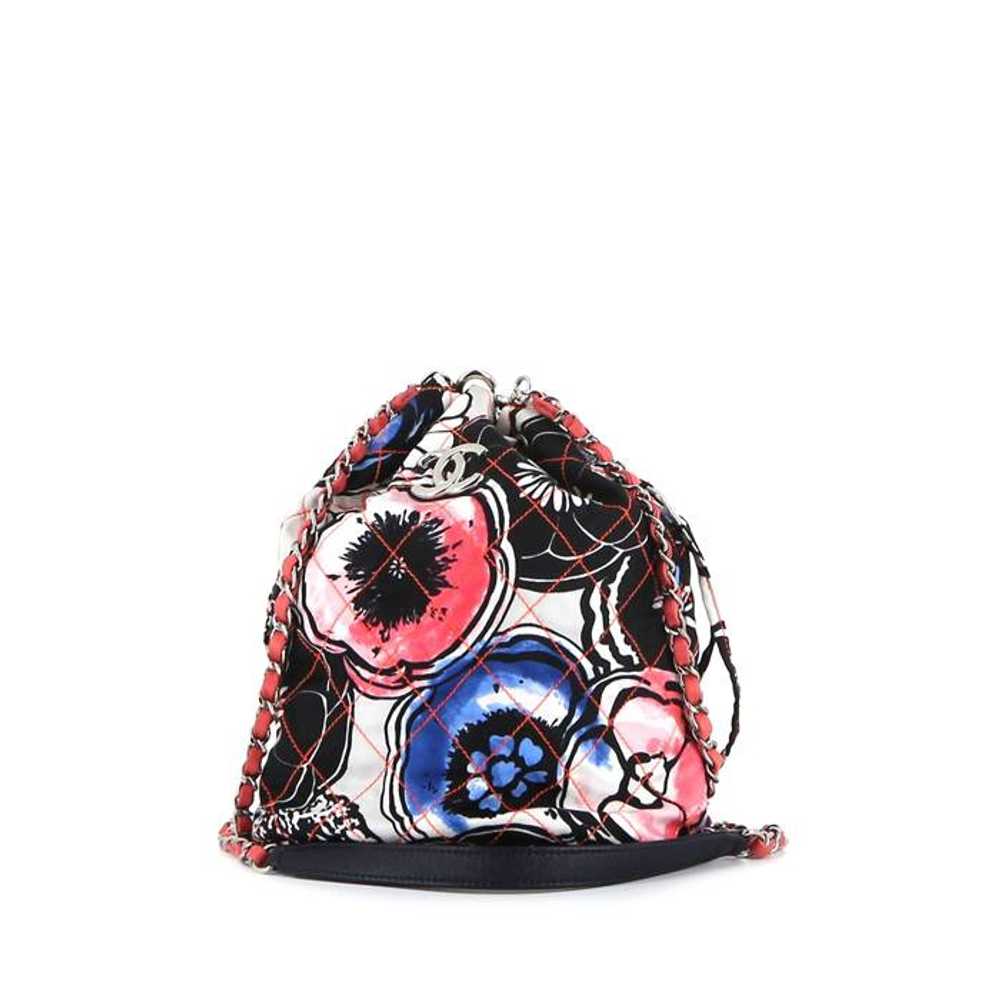 Chanel shoulder bag in black, pink and blue quilt… - image 1