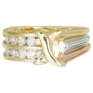 Estate Designer Ade 14k Tri Color Gold Channel Set